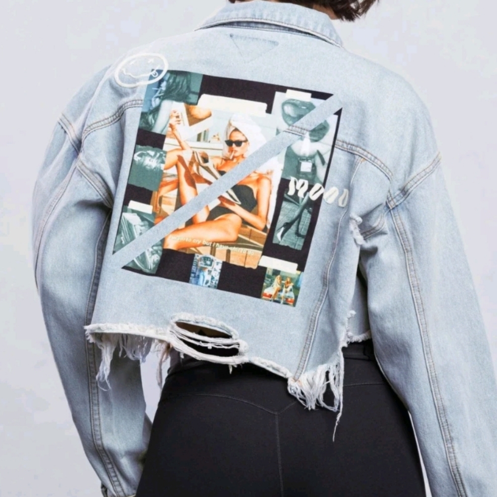 Trio Urban Cropped Light Denim Jacket - Not In The Mood New Without Tags M/L